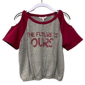 🌻3/$18 or 5/$25🌻Ob-Sess Short Sleeve Cold Shoulder Crop Top